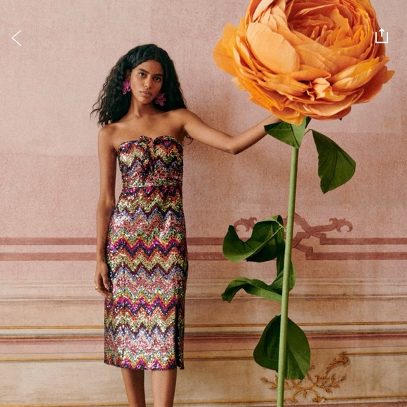 Sezane Dresses & Skirts - Sezane Romaine Strapless Dress - Multicolor Sequins